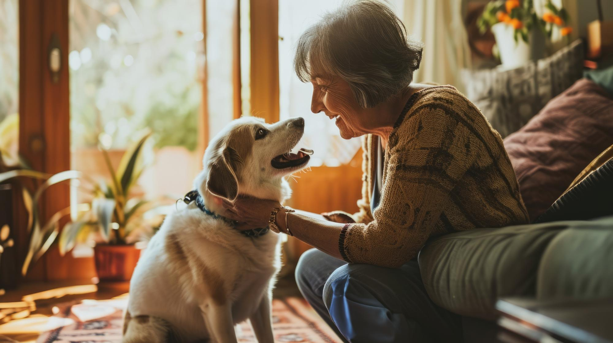 femme âgée avec chien mediation animale